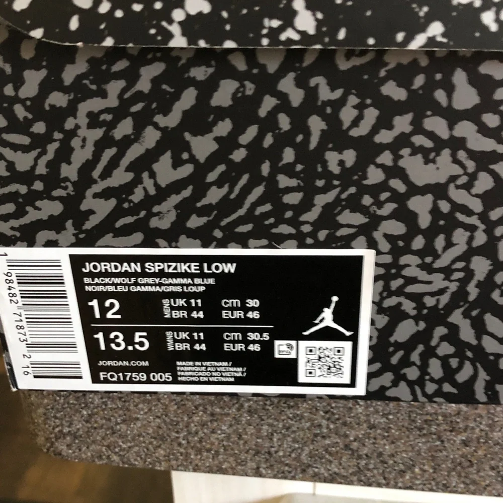 Jordan Spizike Low Box in Black and Gray with Gamma Blue Label